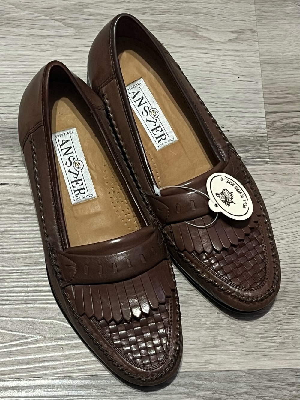 NWT Made in Italy Anster Creazioni Men’s Leather Moccasin Brown Loafer 8.5